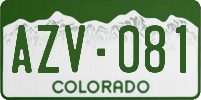 CO license plate AZV081