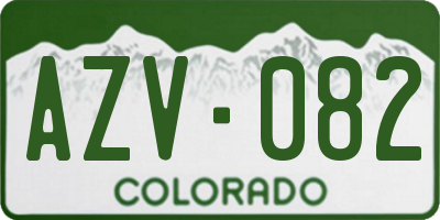 CO license plate AZV082