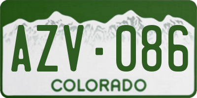 CO license plate AZV086