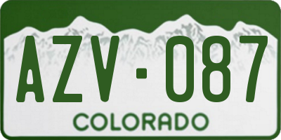 CO license plate AZV087