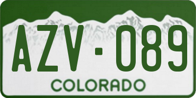 CO license plate AZV089