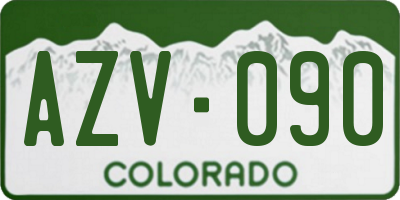 CO license plate AZV090