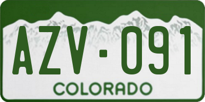 CO license plate AZV091