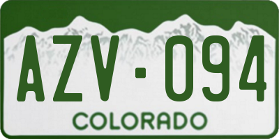 CO license plate AZV094