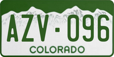 CO license plate AZV096