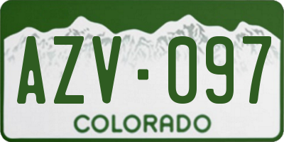 CO license plate AZV097