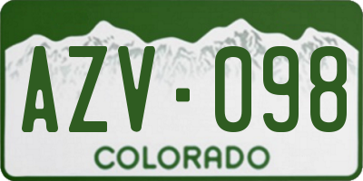 CO license plate AZV098