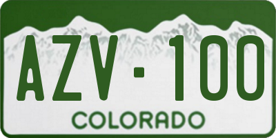 CO license plate AZV100