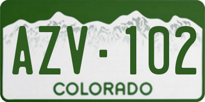 CO license plate AZV102