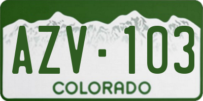 CO license plate AZV103