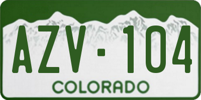 CO license plate AZV104