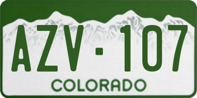 CO license plate AZV107