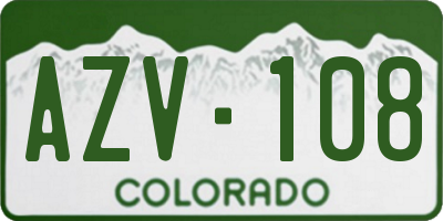 CO license plate AZV108