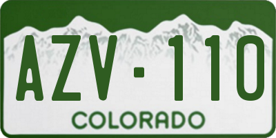 CO license plate AZV110