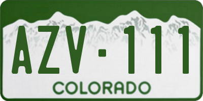 CO license plate AZV111