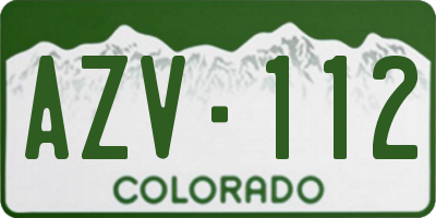 CO license plate AZV112