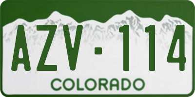 CO license plate AZV114