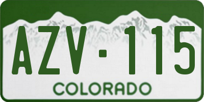 CO license plate AZV115