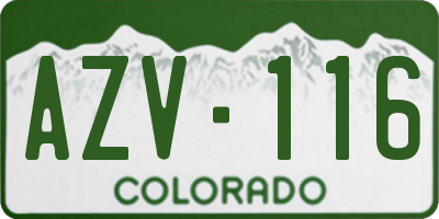 CO license plate AZV116