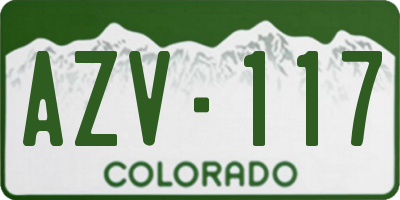 CO license plate AZV117