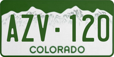 CO license plate AZV120