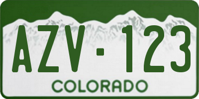 CO license plate AZV123