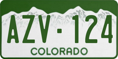 CO license plate AZV124