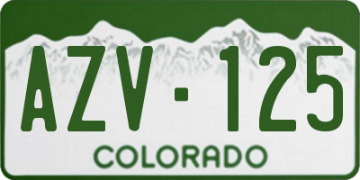 CO license plate AZV125