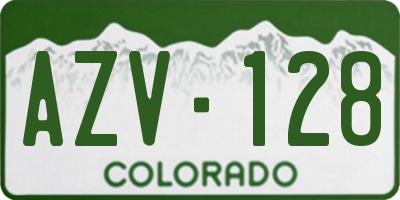 CO license plate AZV128