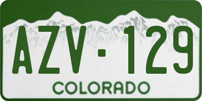 CO license plate AZV129