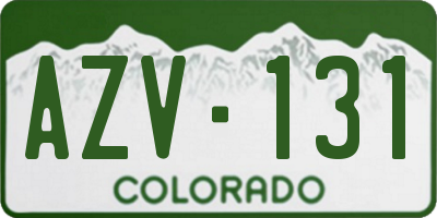 CO license plate AZV131