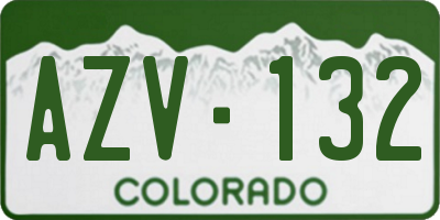 CO license plate AZV132