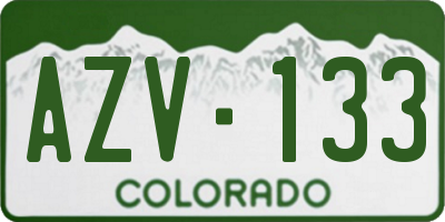 CO license plate AZV133