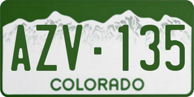 CO license plate AZV135