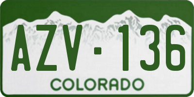 CO license plate AZV136