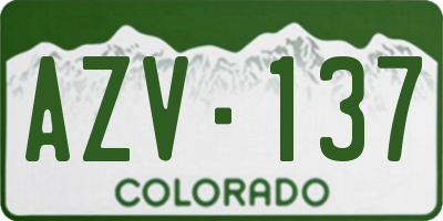 CO license plate AZV137