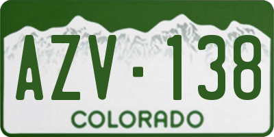 CO license plate AZV138