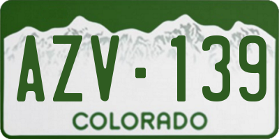 CO license plate AZV139