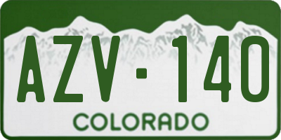 CO license plate AZV140