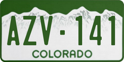 CO license plate AZV141