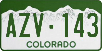 CO license plate AZV143