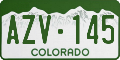 CO license plate AZV145