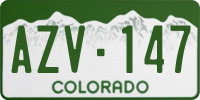 CO license plate AZV147