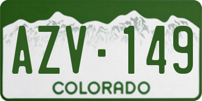 CO license plate AZV149