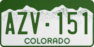 CO license plate AZV151