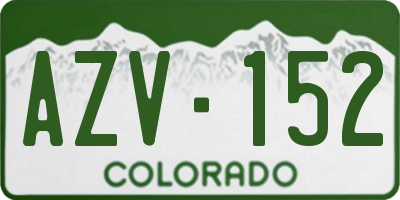 CO license plate AZV152