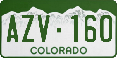 CO license plate AZV160