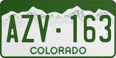 CO license plate AZV163