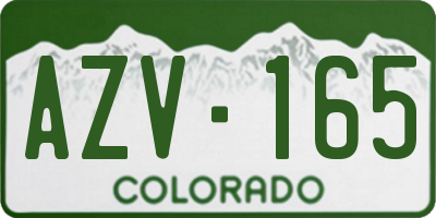 CO license plate AZV165