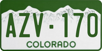 CO license plate AZV170